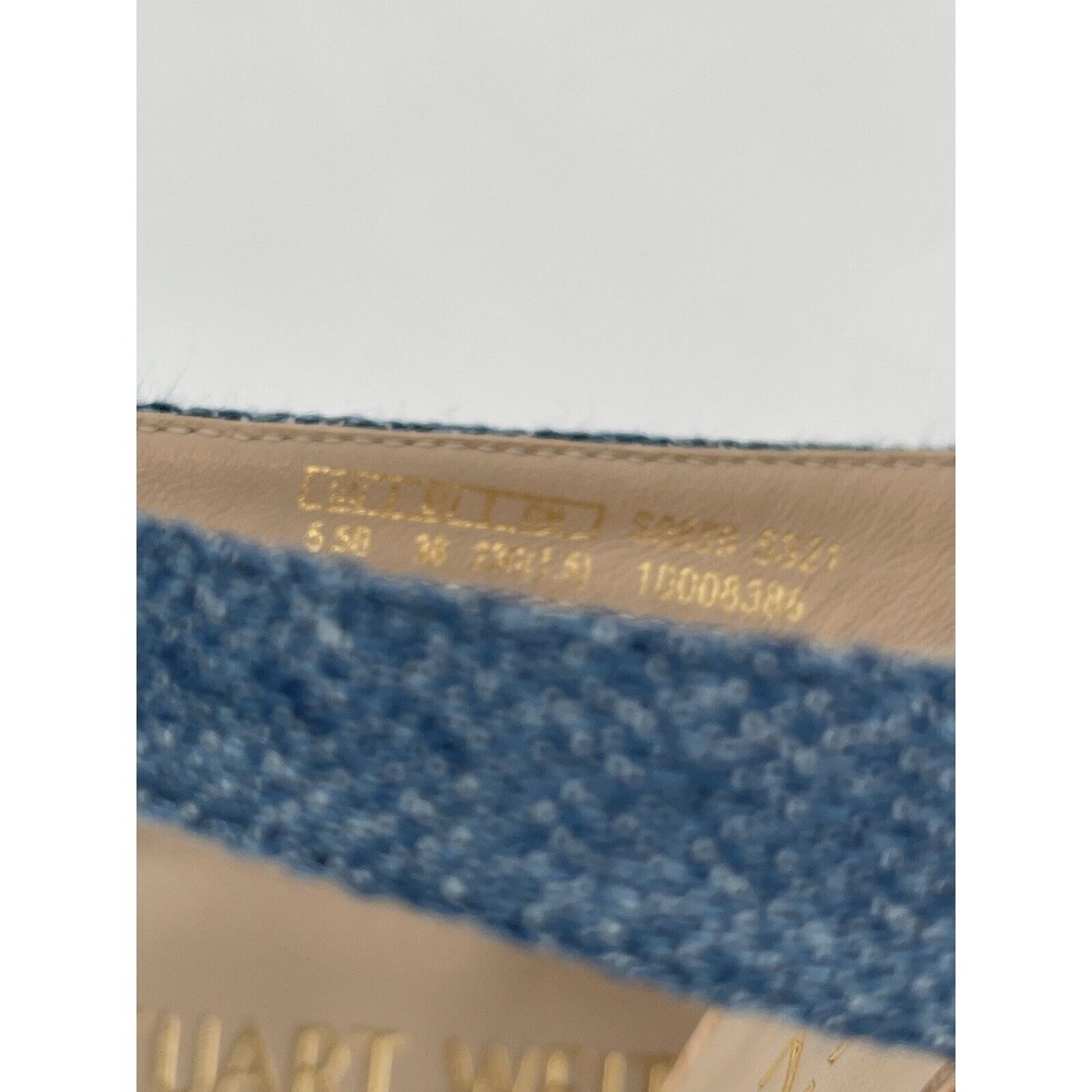 Stuart Weitzman Wedge Sandal Square Toe‎ Heel Washed Blue Women's Size 5.5 New - Picture 11 of 12